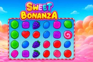 Tela do jogo Sweet Bonanza 888roxo mostrando doces e multiplicadores
