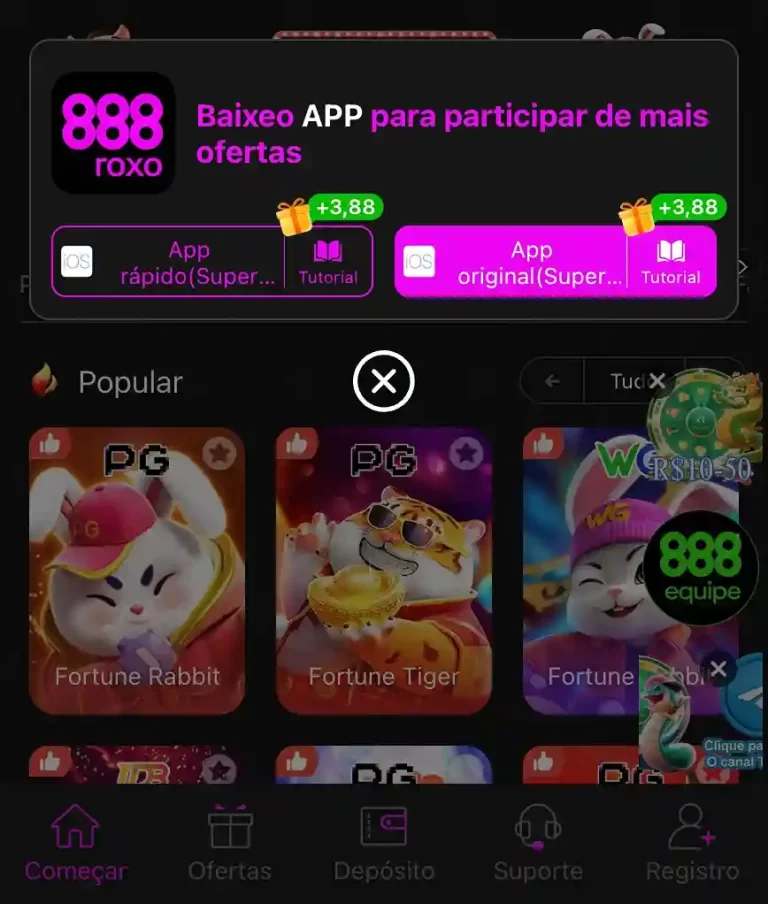 Aplicativo oficial do 888roxo aberto em smartphone